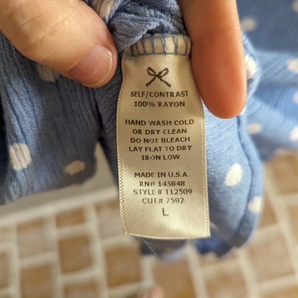 Anthropologie Everly blue polka dot blouse - Picture 2 of 5